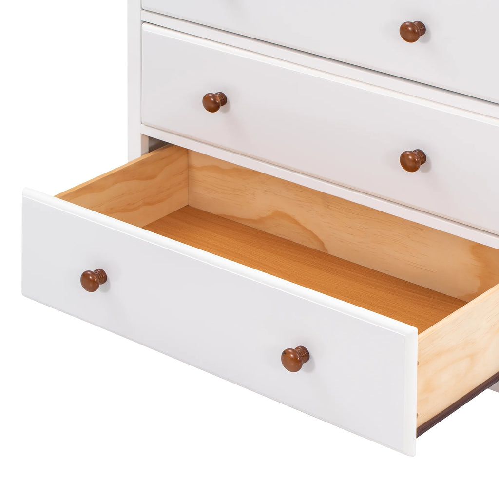 Full Size Platform Bed with Nightstand and Storage Chest, White and Walnut K22547