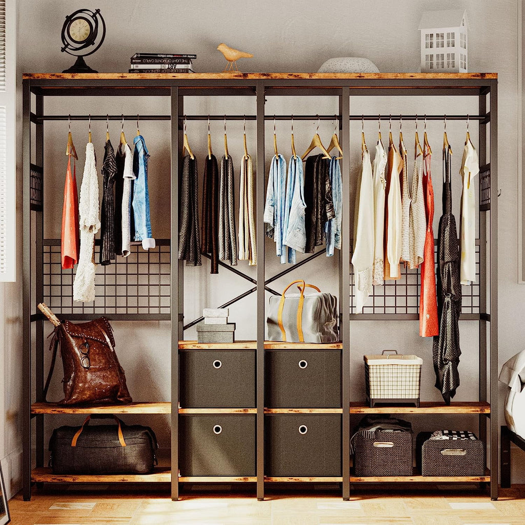 Garment Rack with Shelves 4 Drawers and 8 Hooks S94443