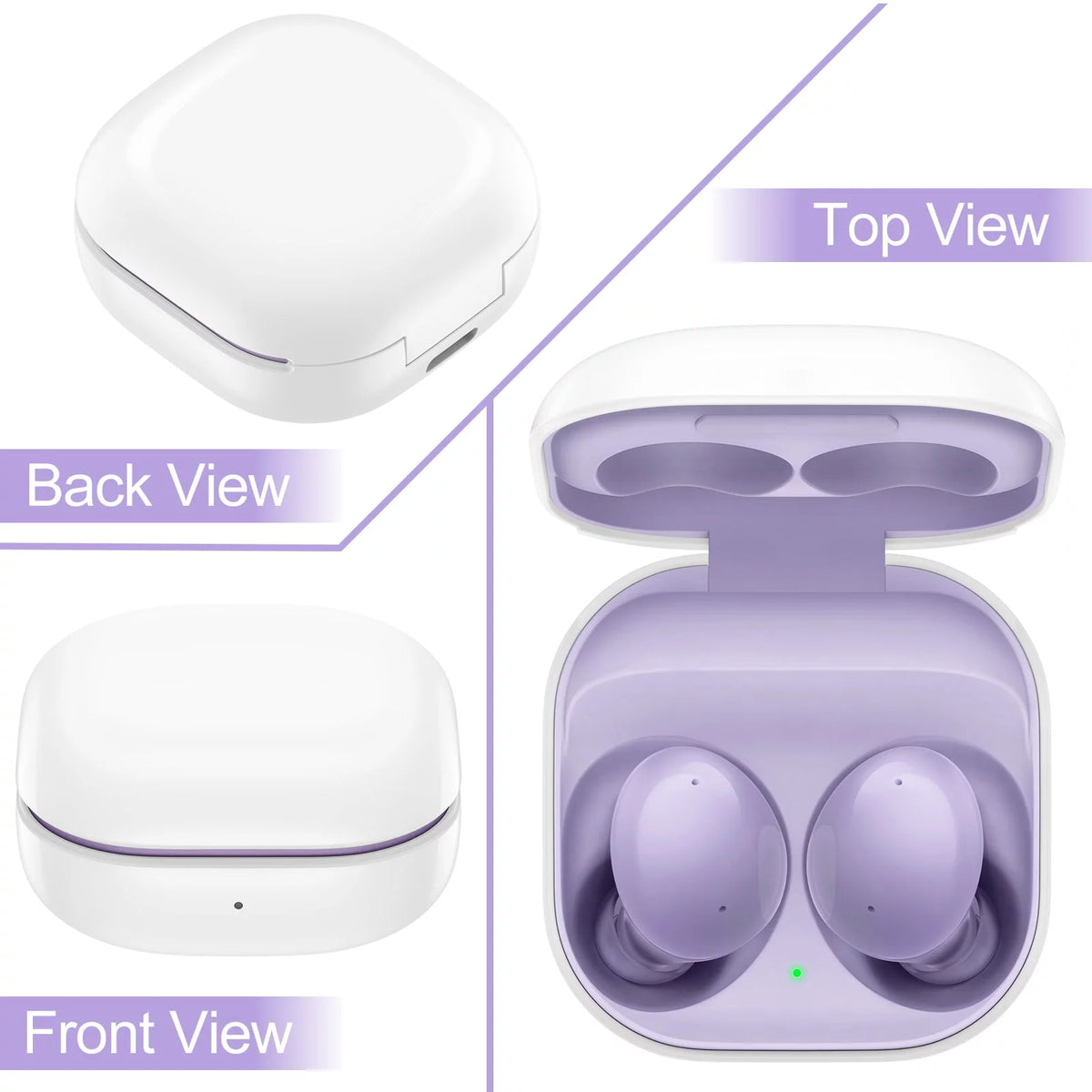 Truly Wireless Bluetooth Headphones with Noise Isolation, Amplified Bass and Dual Dynamic Microphone - Purple V59128