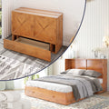 Queen Size Murphy Bed Cabinet with USB Charging Station, Drawer & Folding Mattress G416109