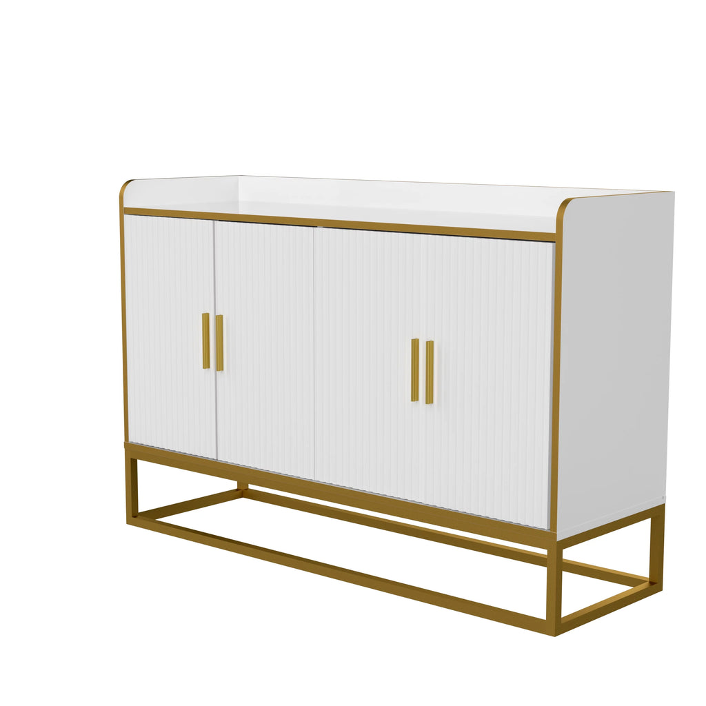 White Gloss Storage Cabinet with Metal Legs T715