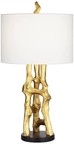 Modern Gold End Table Lamp with White Shade Q2719
