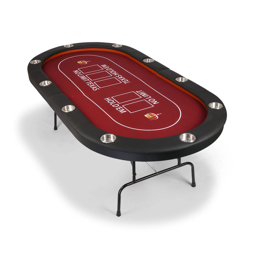 Foldable Poker Table 10 Players Red Felt Q6911