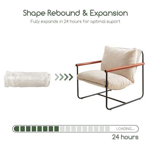 Beige Accent Chair with Wood Armrests D63283
