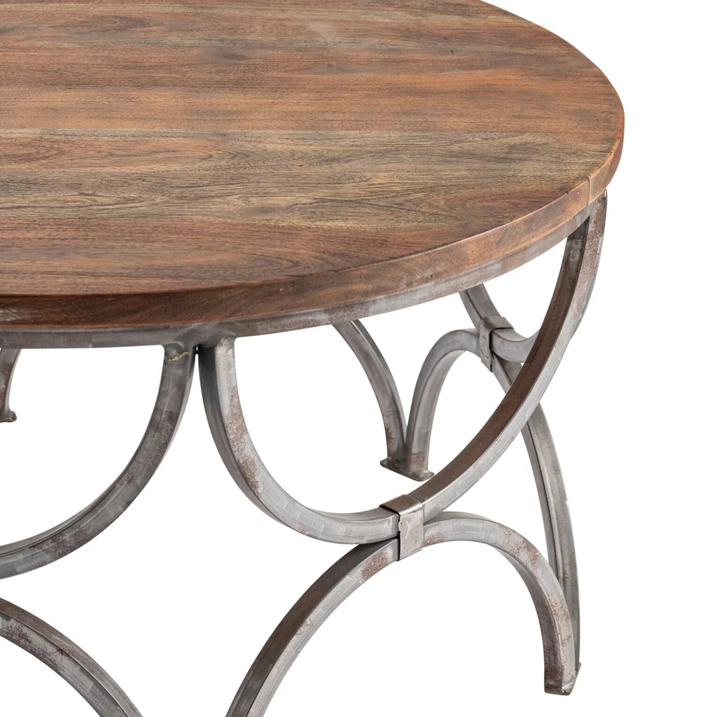 Mango Wood and Steel Round Cocktail Table O9002