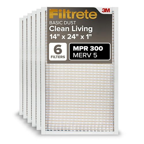 16x25x1 Pleated Electrostatic Air Filter, MERV 5, 6-Pack H3624