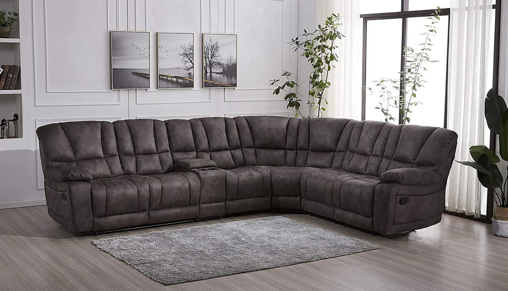 Grey Microfiber Reclining Sectional Sofa B883