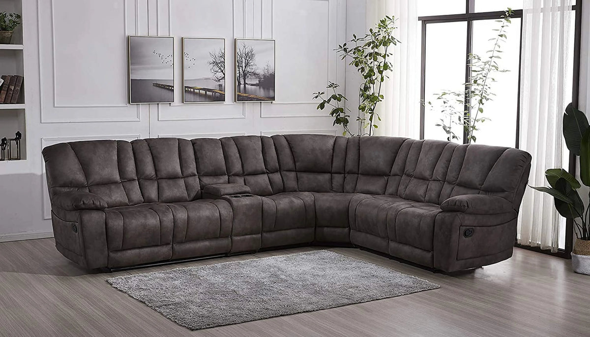 Grey Microfiber Reclining Sectional Sofa B883