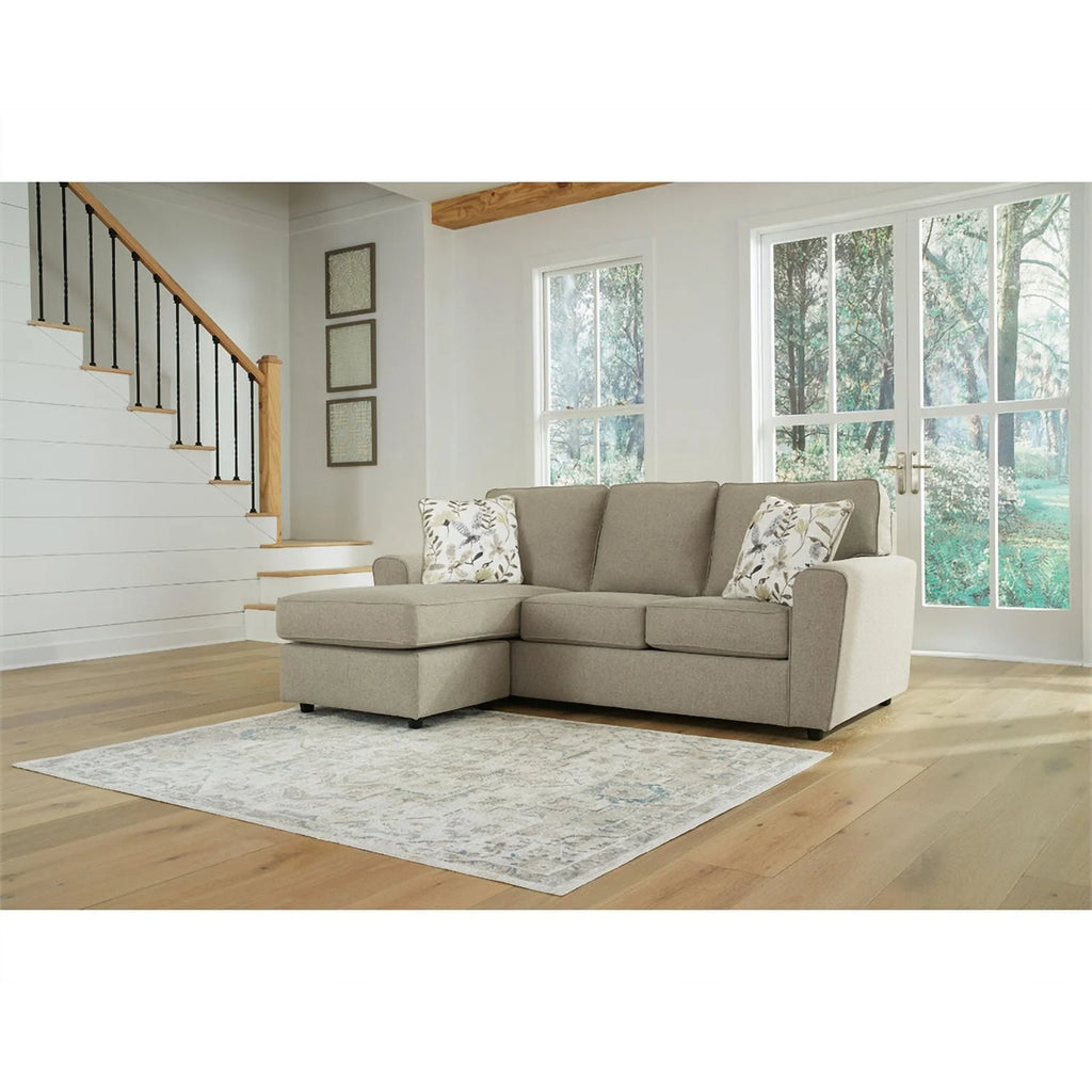 Light Gray Fabric & Wood Sofa Chaise A608
