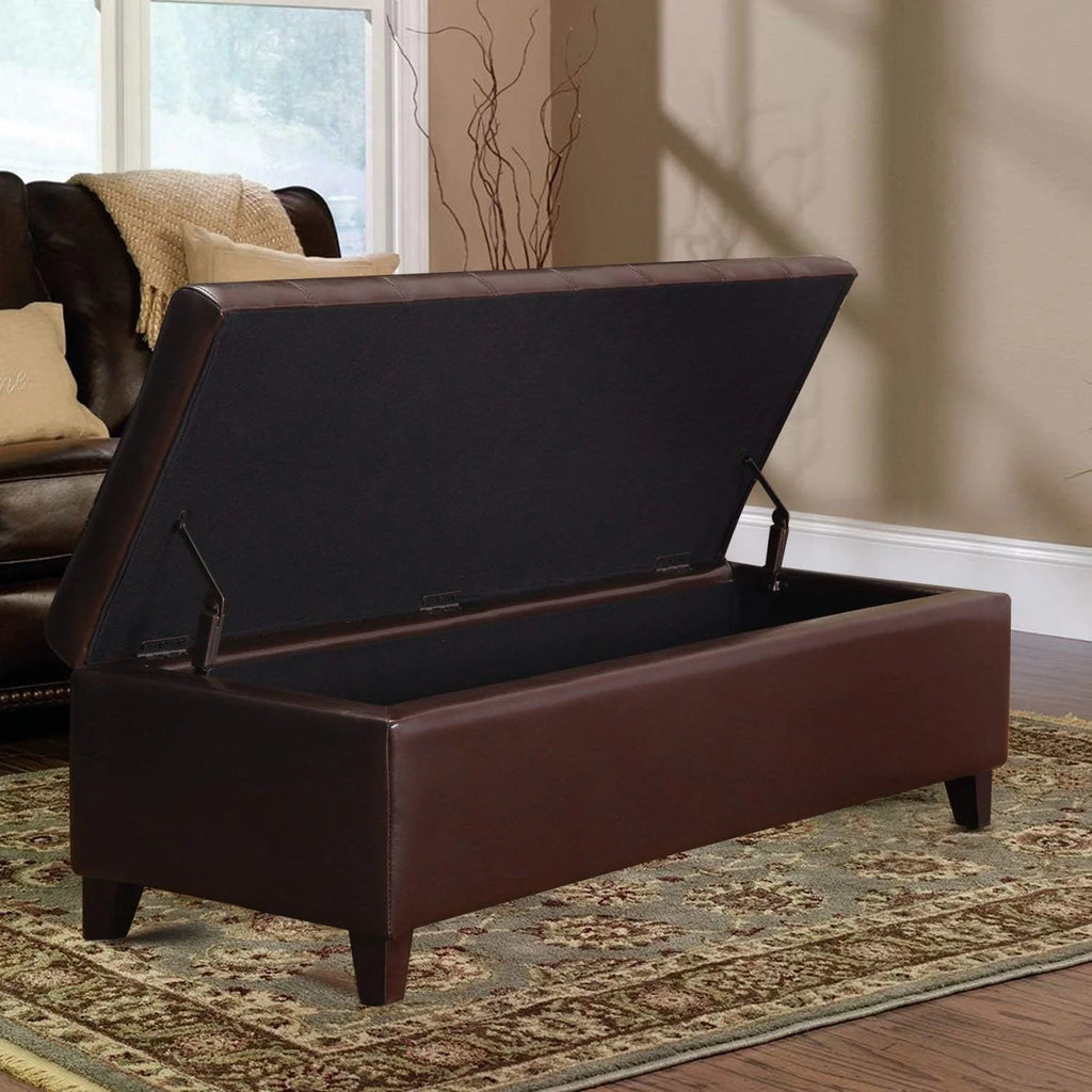 Brown Tufted Storage Ottoman Bench F6513