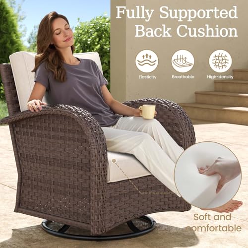 5 Pieces Wicker Patio Furniture Set with High Back Swivel Rocker Chairs G4796