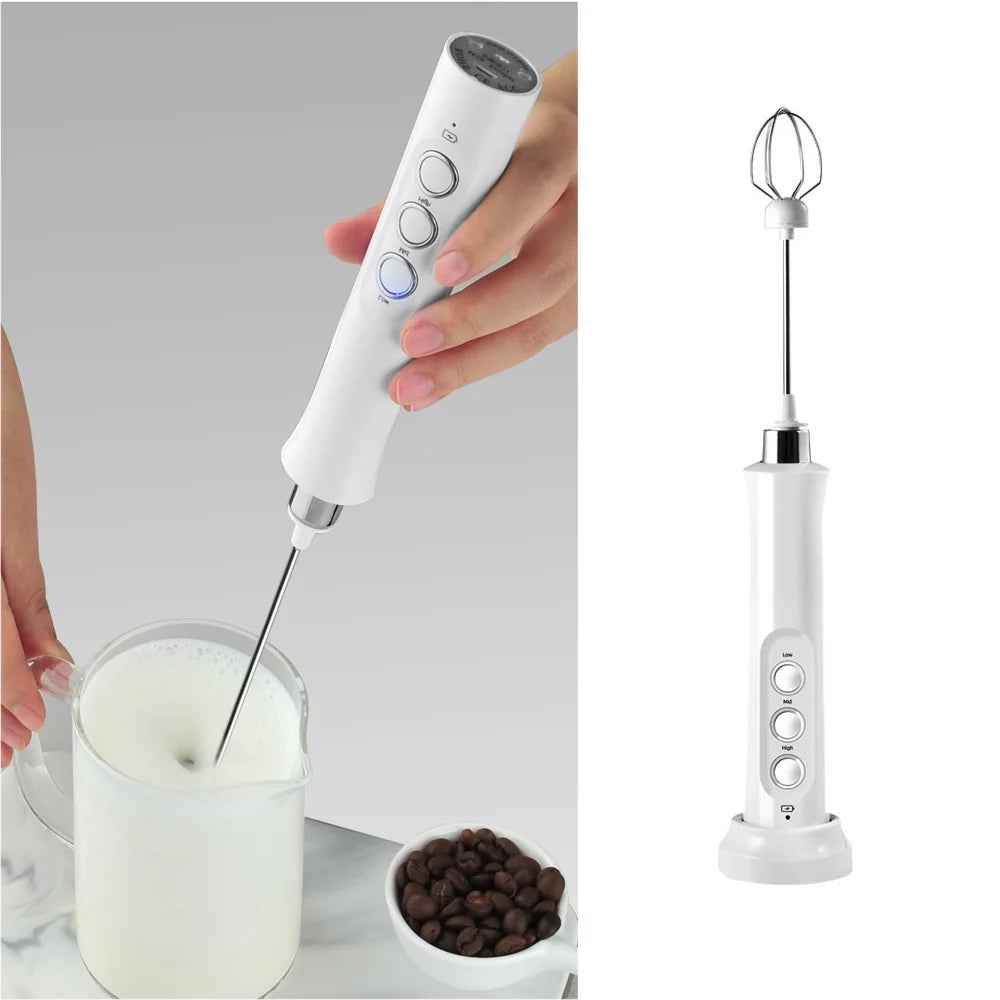 USB Rechargeable Handheld Electric Milk Frother with Stainless Whisk U817303