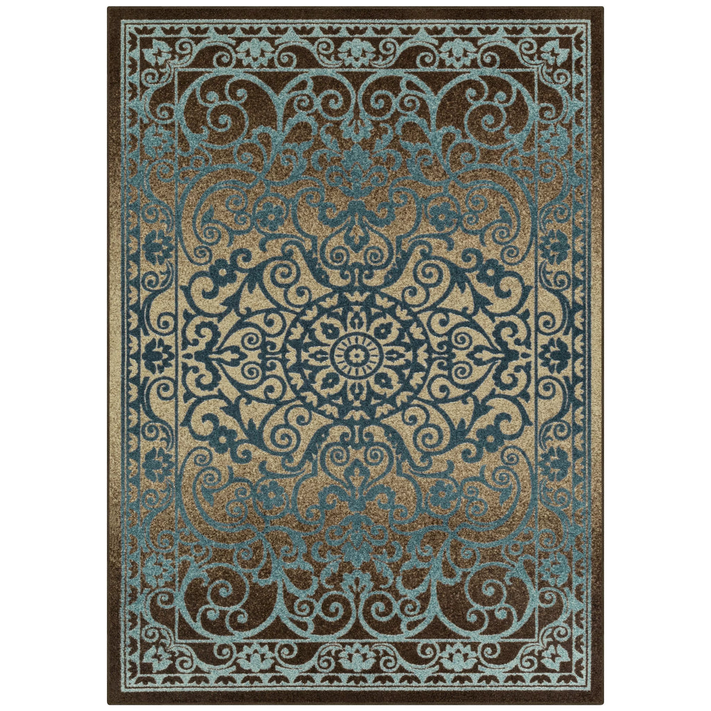 Blue Brown 5' x 7' Area Rug M41113