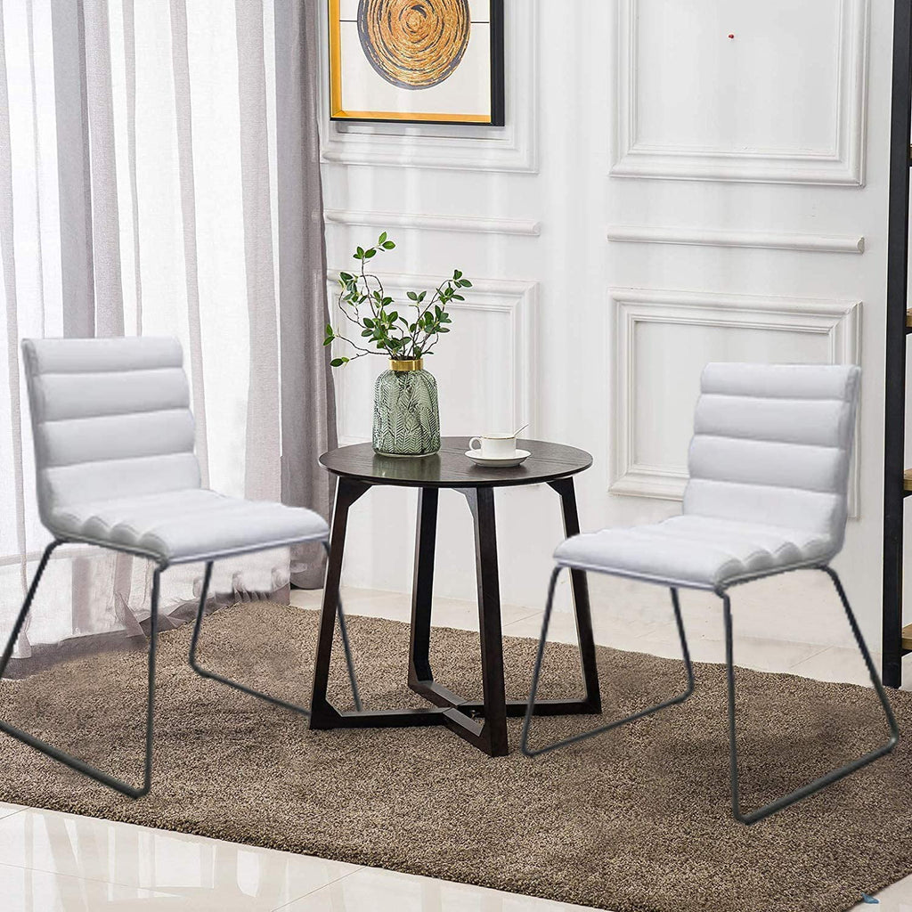 White Polyurethane Fabric Dining Chair with Stainless Steel Frame Z649