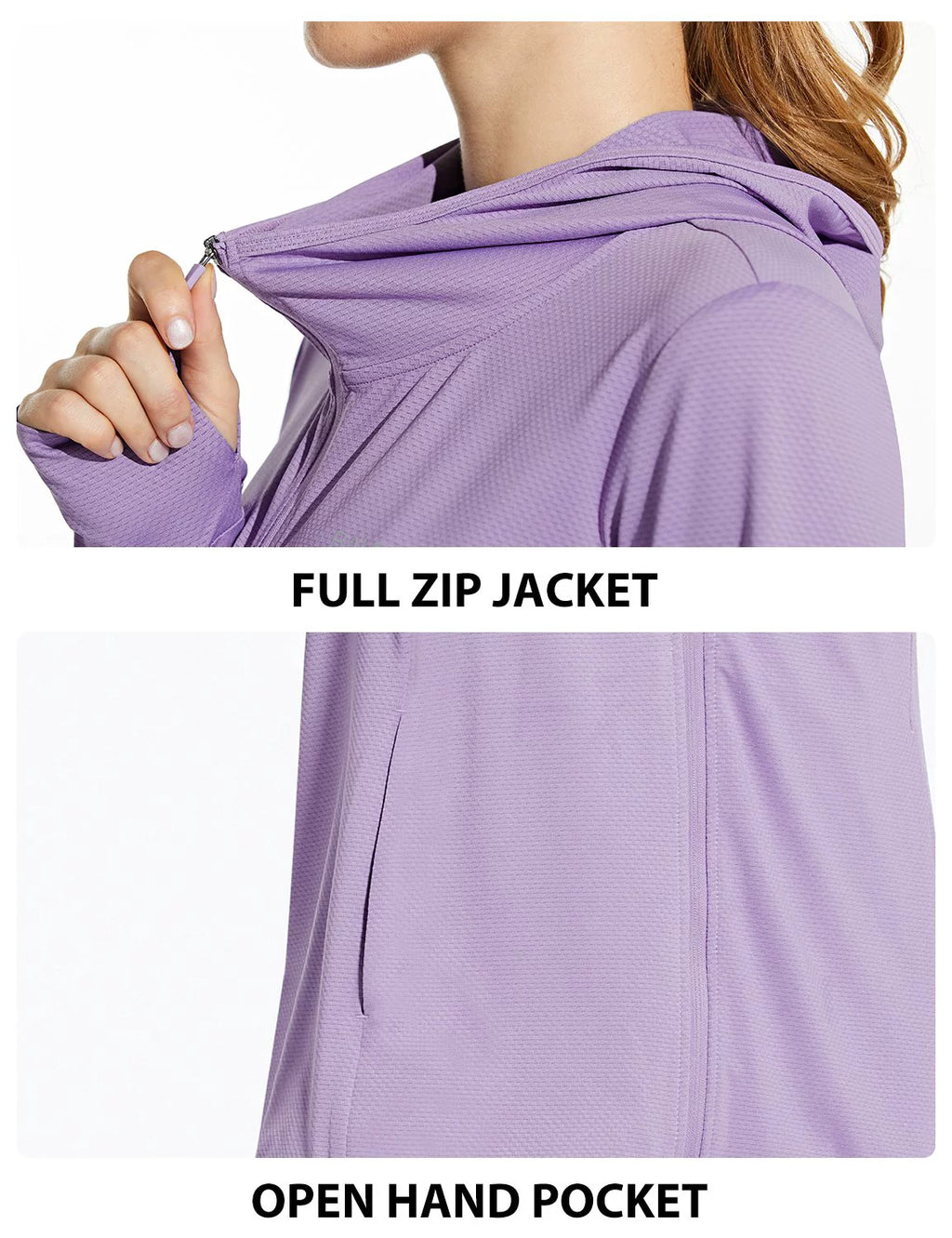 Long Sleeve SPF UPF 50+ Hoodie Jackets Purple K2009
