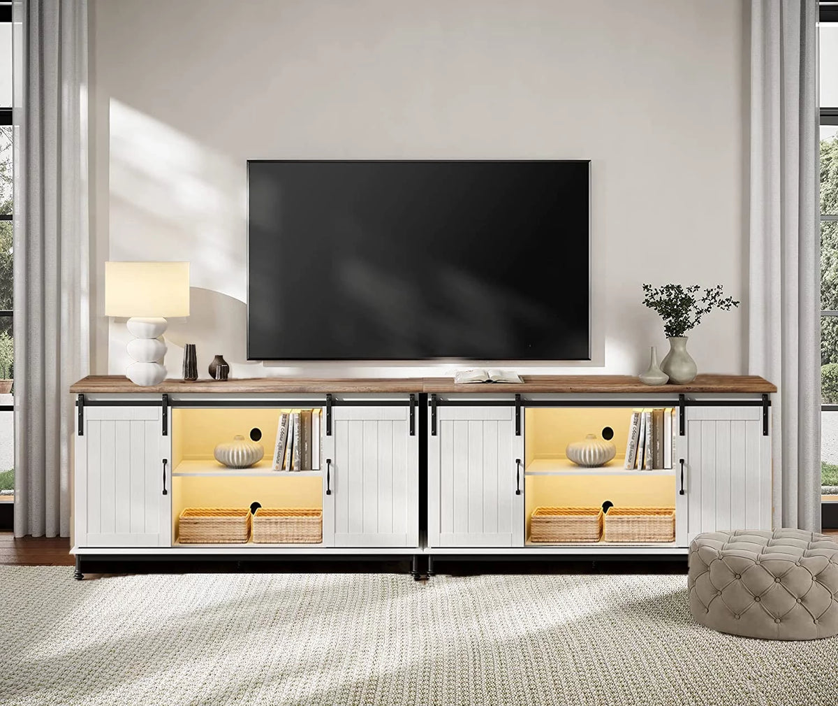 White TV Stand with LED Light X8451