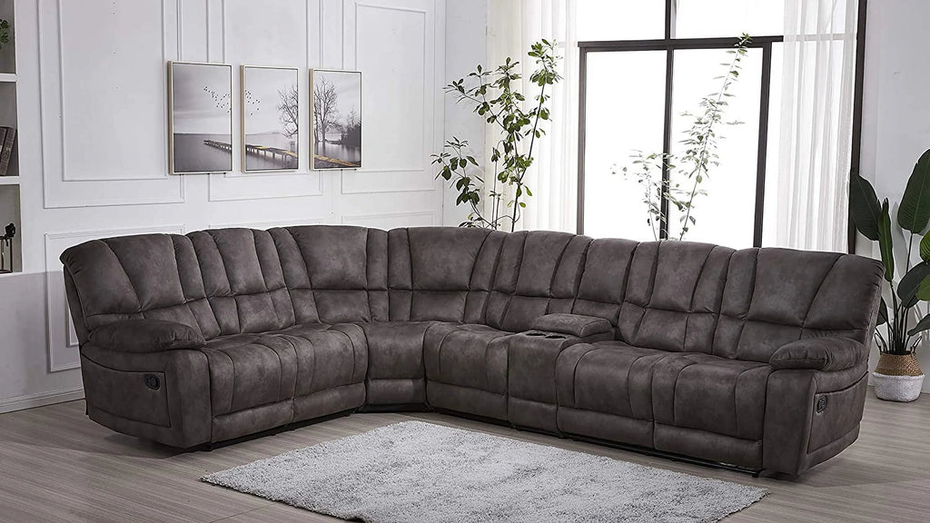 Grey Microfiber Reclining Sectional Sofa B883