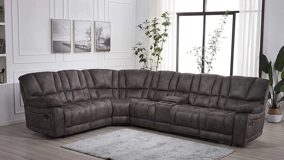 Grey Microfiber Reclining Sectional Sofa B883