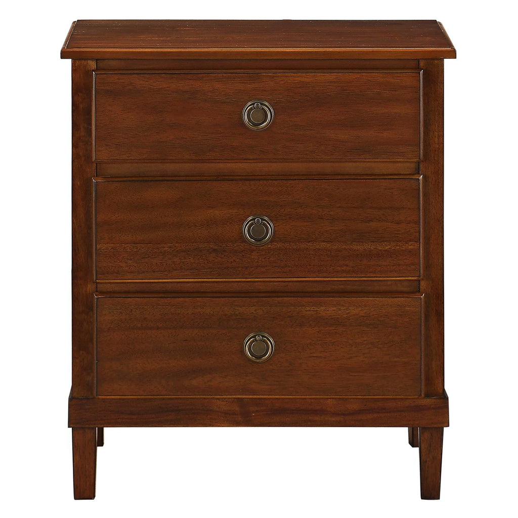 Brown 3-Drawer Wood Nightstand S844