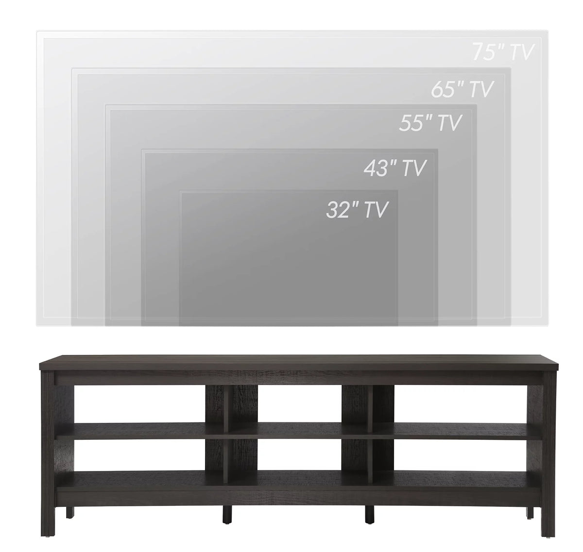 Espresso 70 inch TV Stand with 6 Cubby W7852