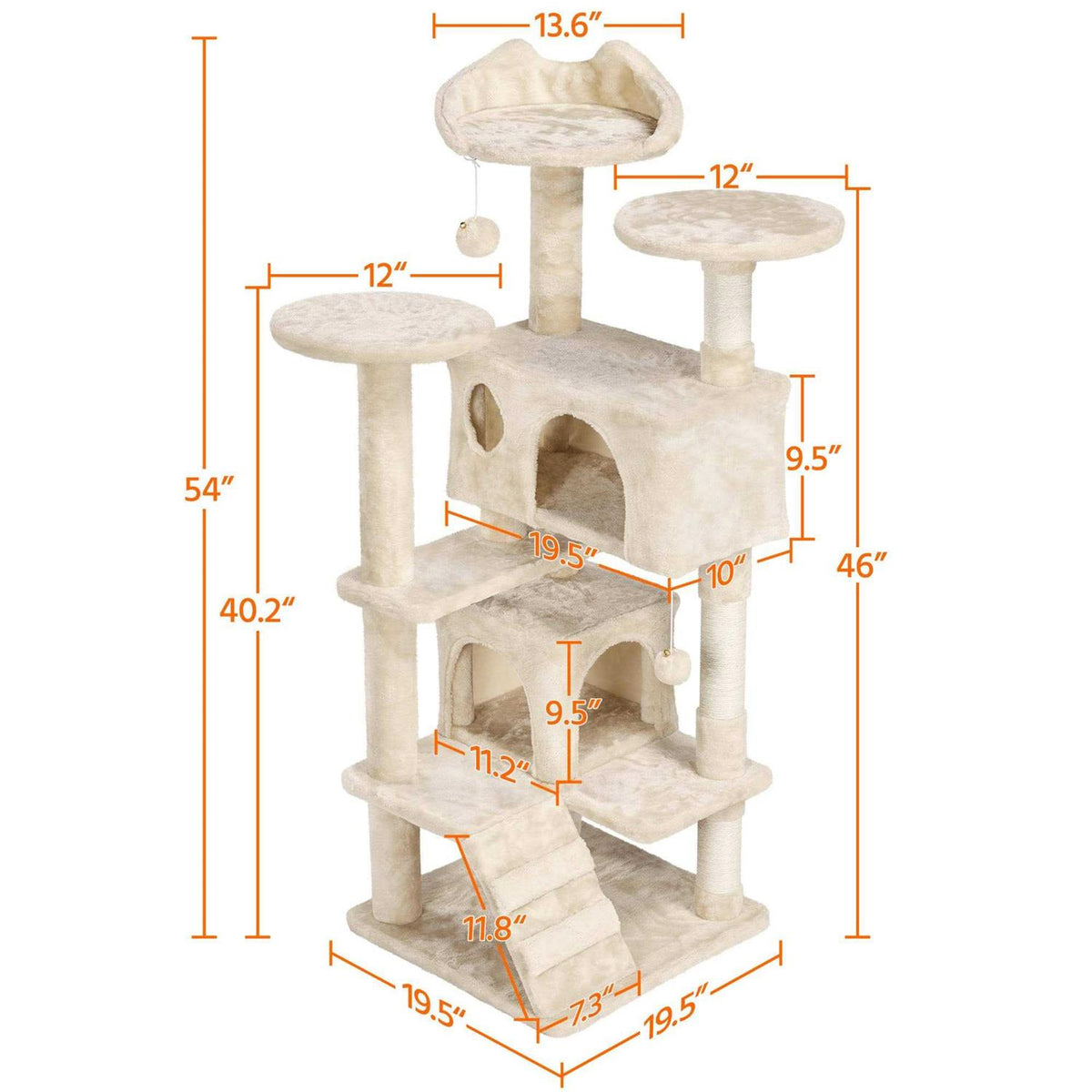 Plush Cat Tree with 2 Condos A144