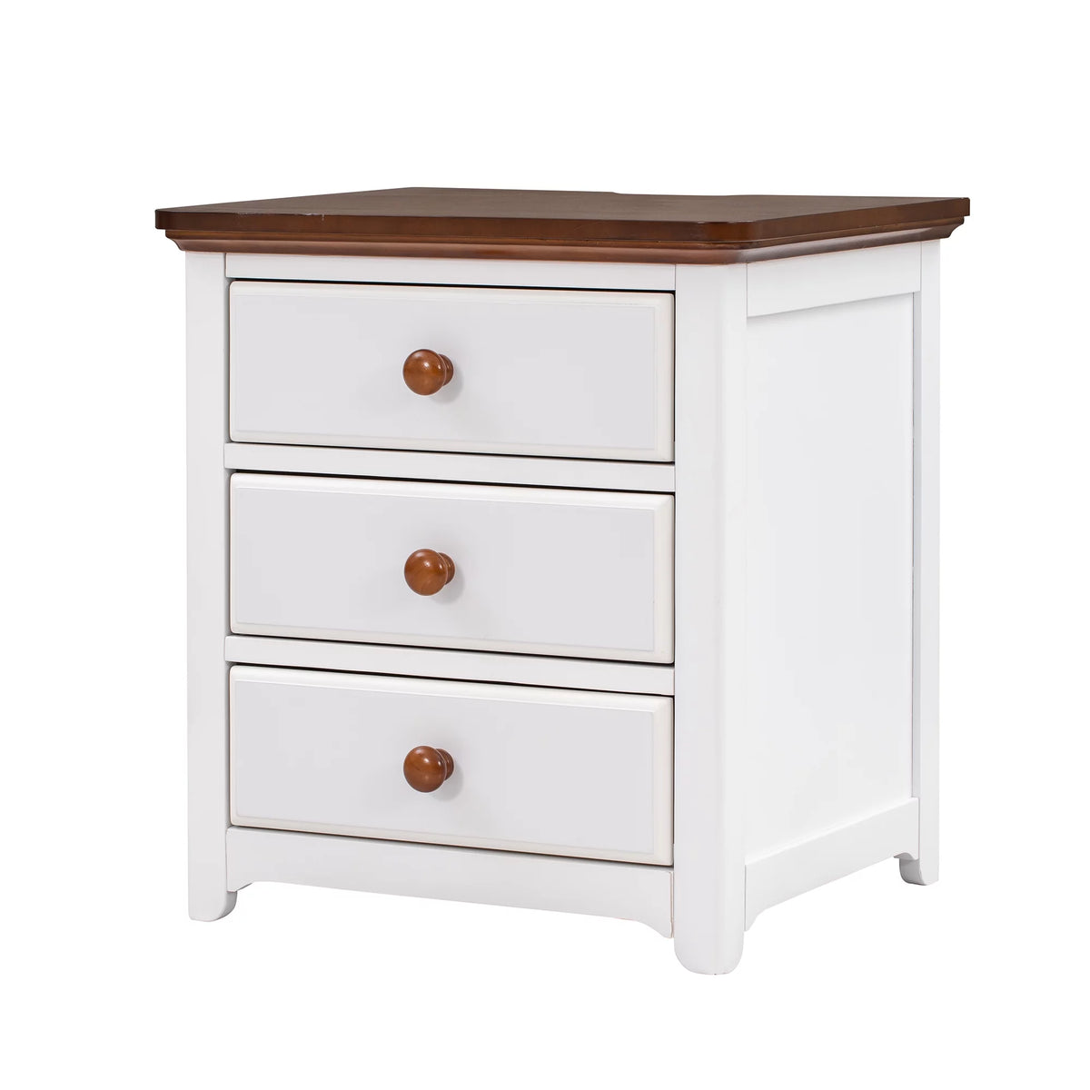 Full Size Platform Bed with Nightstand and Storage Chest, White and Walnut K22547