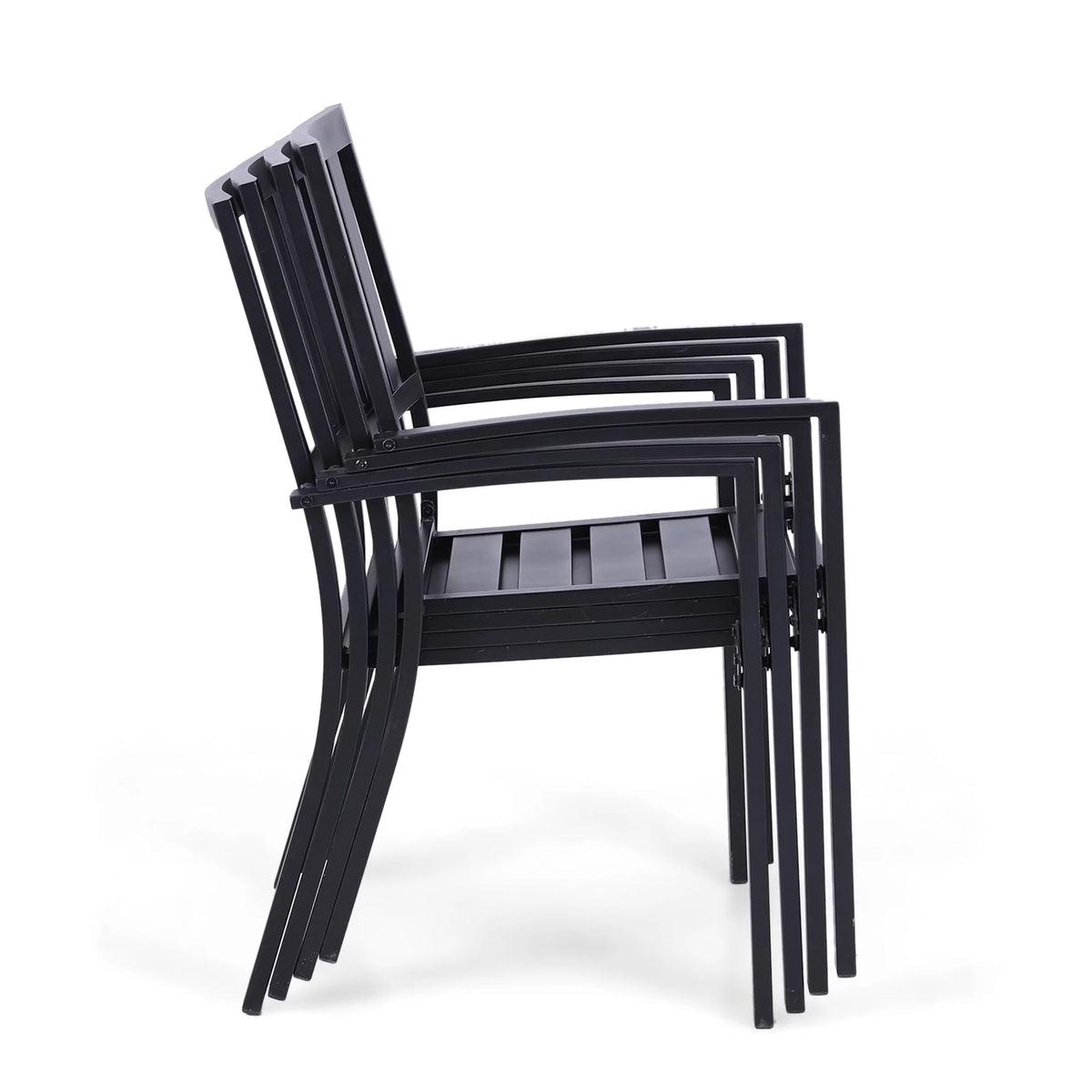 5-Piece Outdoor Patio Dining Set with 4 Armchairs and Table, Black M3233