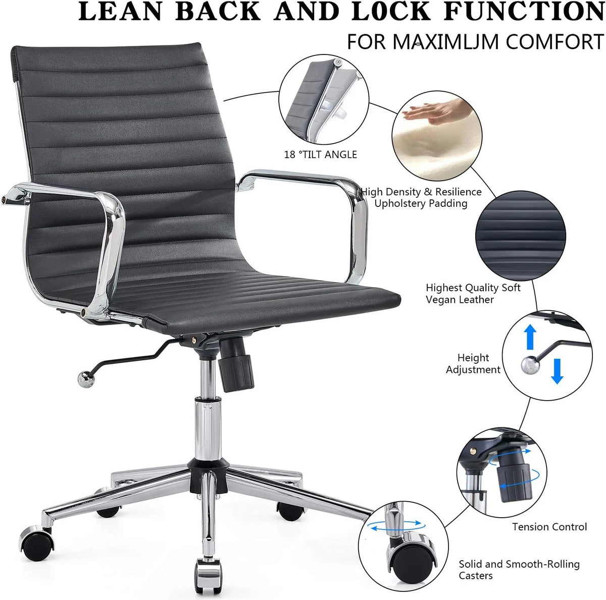 Black Ergo Office Chair with Back Support 320Lbs J333