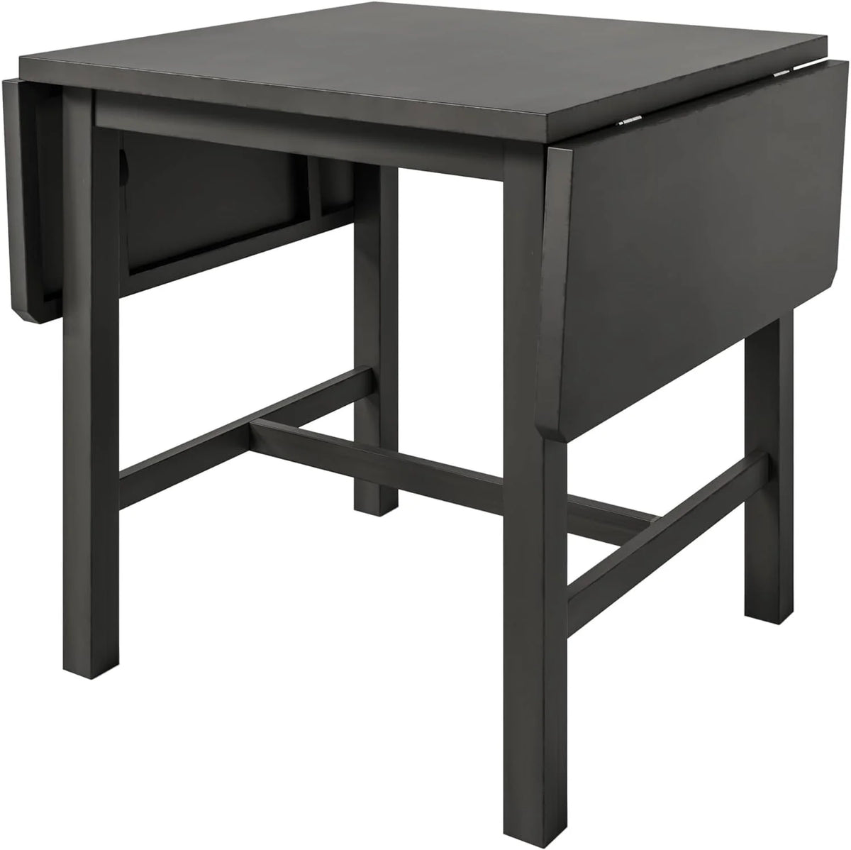 Wood Drop Leaf Dining Table Set with 4 Ladder Back Chairs Grey U75351