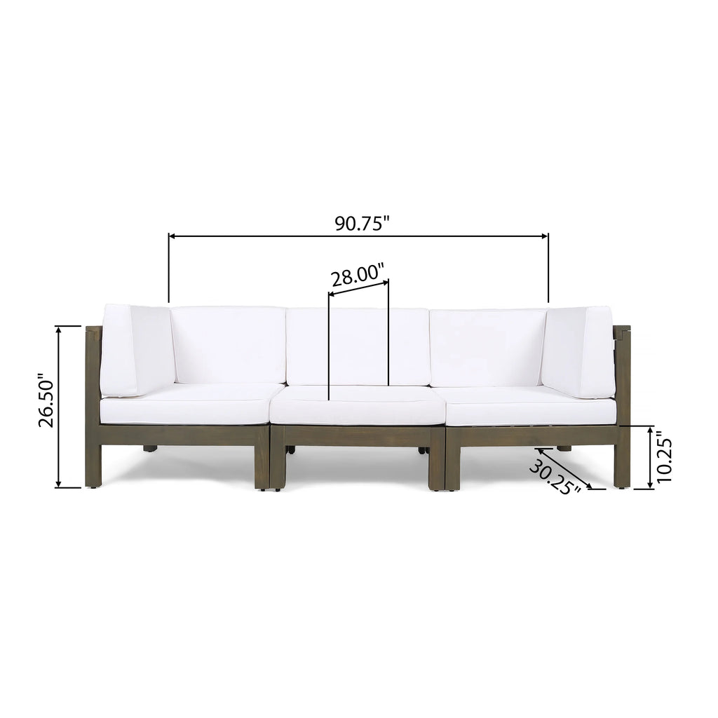 Gray Acacia Wood Sectional Sofa with Cushions J422250
