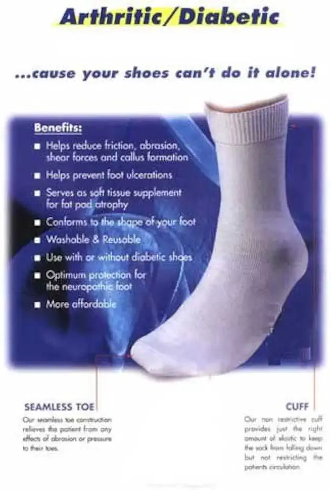 3 Pairs Diabetic Crew Socks Size 9-11 A61350