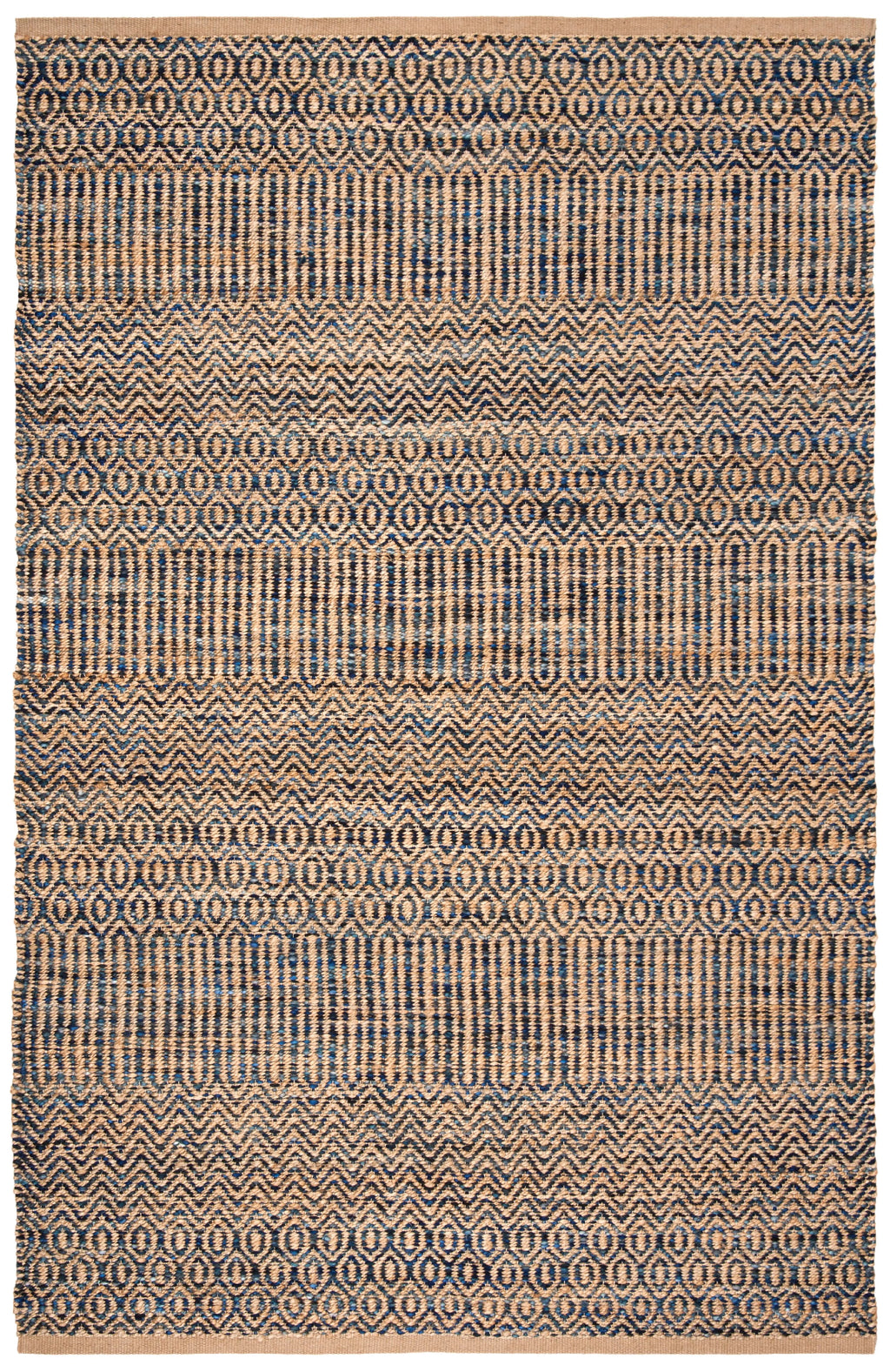 Navy Natural Abstract Geometric Area Rug T78365