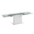 Clear Glass Dining Table with High Gloss White Lacquer Base I621