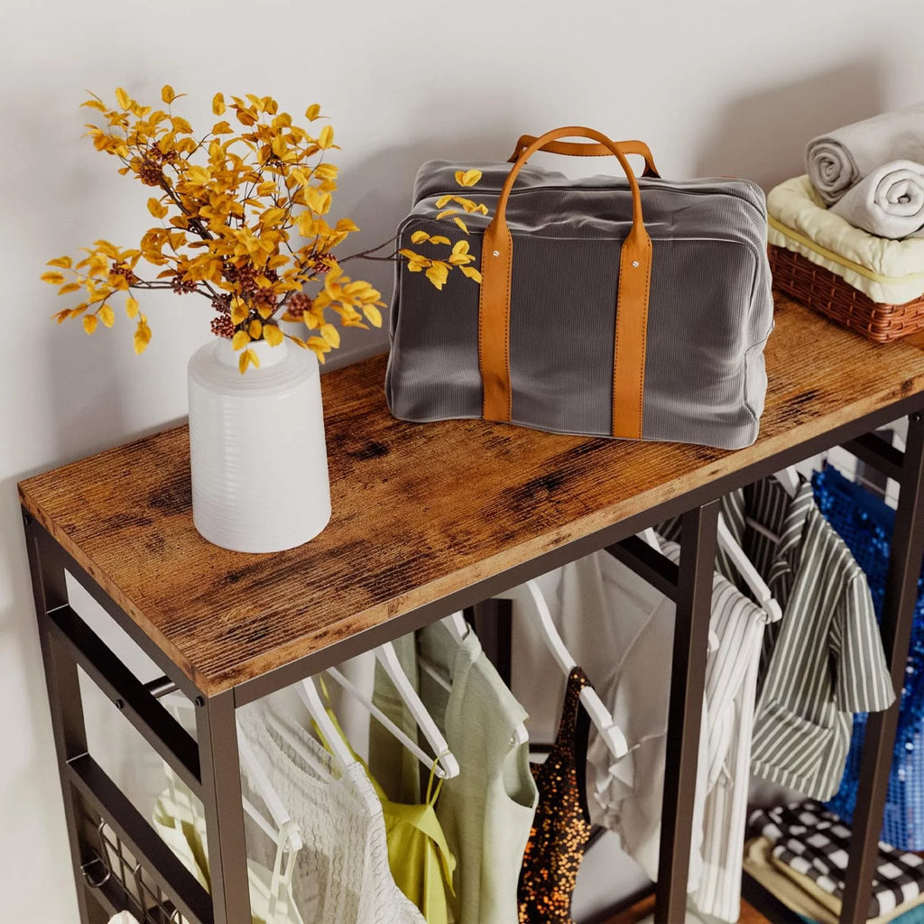 Garment Rack with Shelves 4 Drawers and 8 Hooks S94443