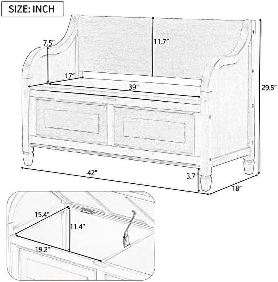 Brown Cushion Shoe Bench with 2 Doors Cabinet L901496