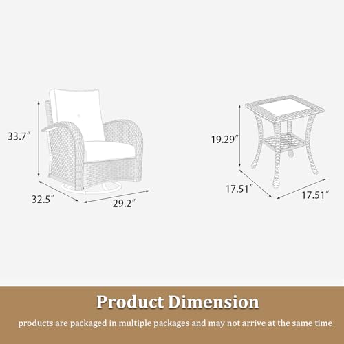 5 Pieces Wicker Patio Furniture Set with High Back Swivel Rocker Chairs G4796