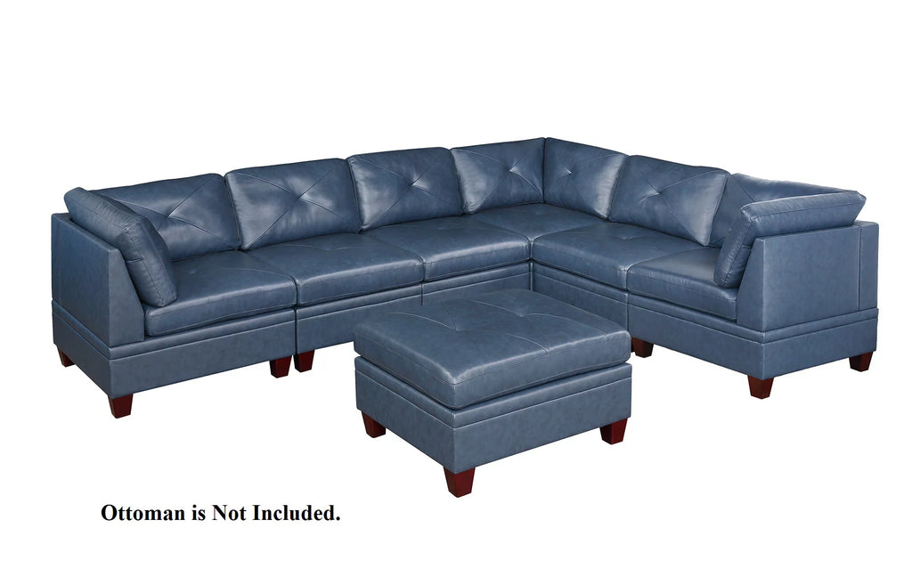 Ink Blue Genuine Leather 6Pc Sectional Sofa Set A405