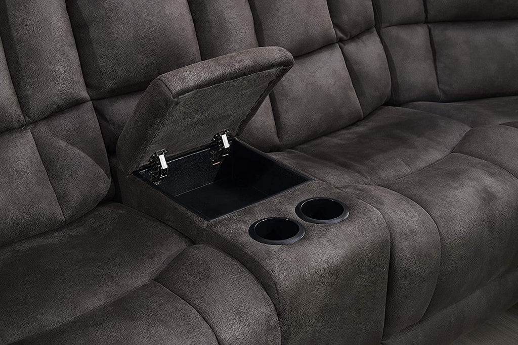 Grey Microfiber Reclining Sectional Sofa B883