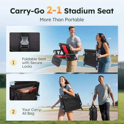 Folding Stadium Seat with Cup Holder and Cushion K40691