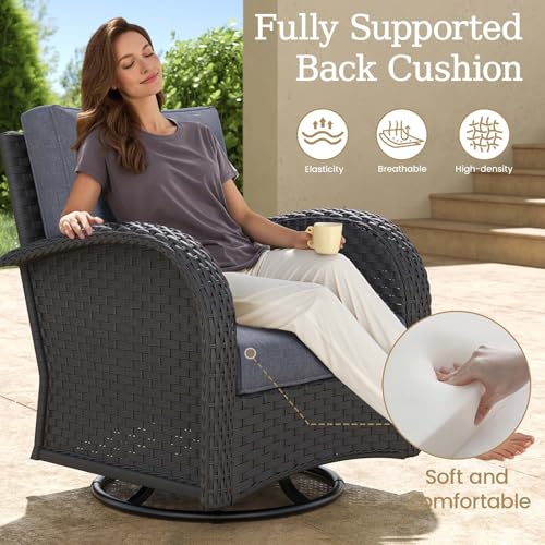 5 Pieces Wicker Patio Furniture Set with High Back Swivel Rocker Chairs G4796