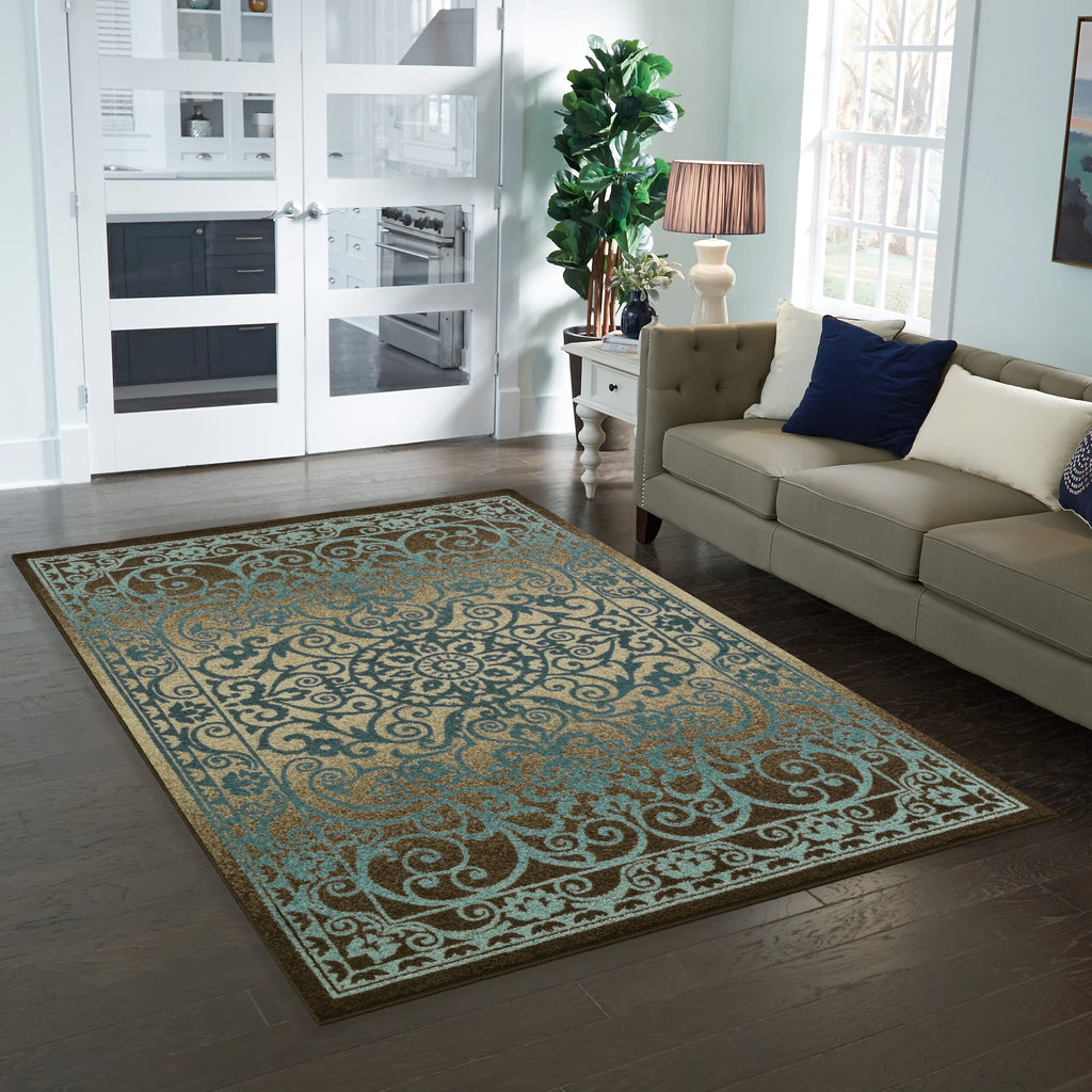 Blue Brown 5' x 7' Area Rug M41113