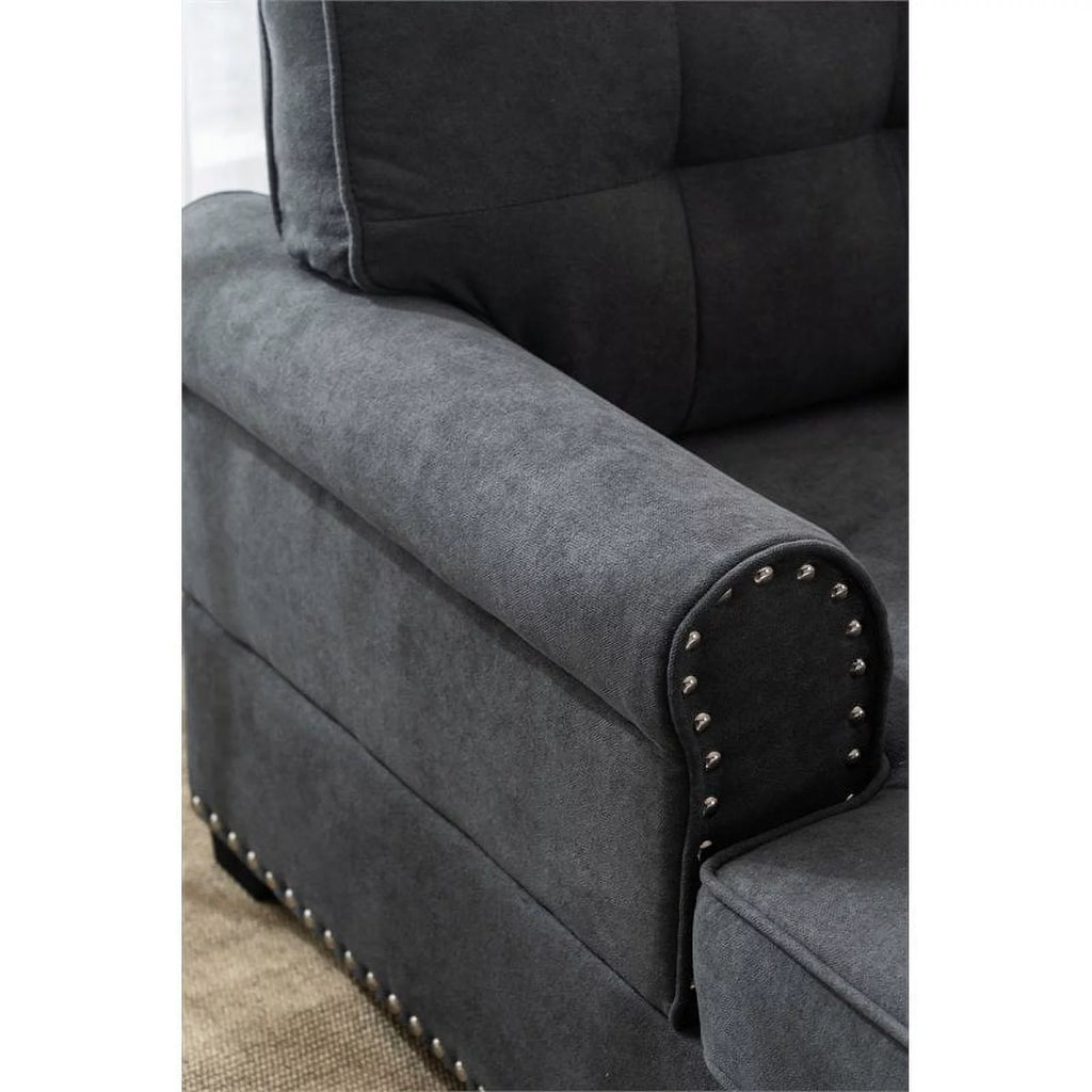 Gray Linen Fabric Indoor Chaise Lounge I709656