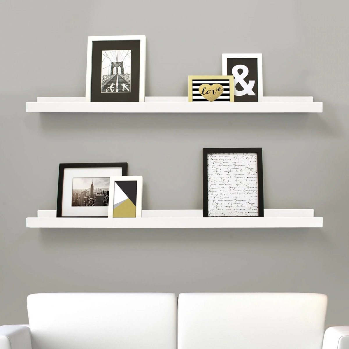 Set of 2 White Engineered Wood Frame Ledge D781