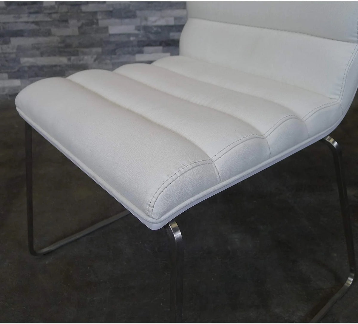 White Polyurethane Fabric Dining Chair with Stainless Steel Frame Z649
