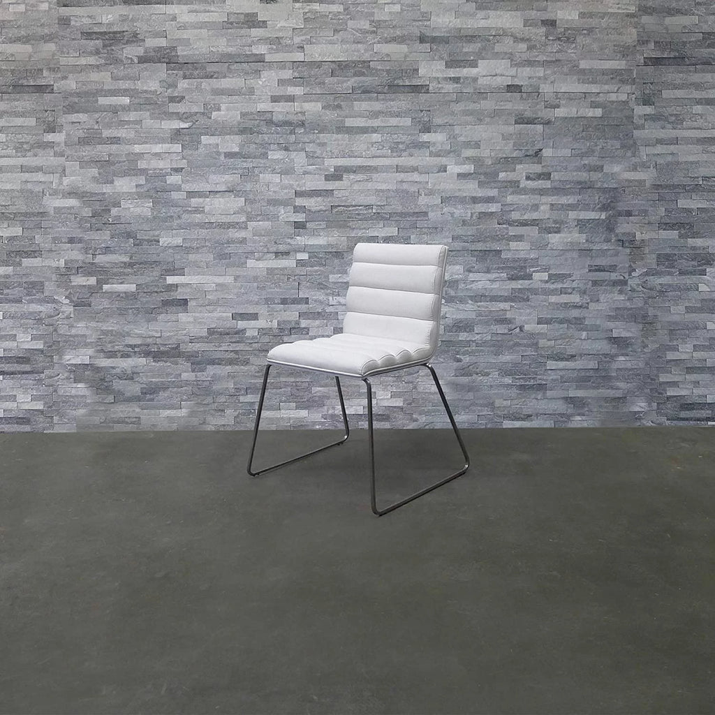 White Polyurethane Fabric Dining Chair with Stainless Steel Frame Z649