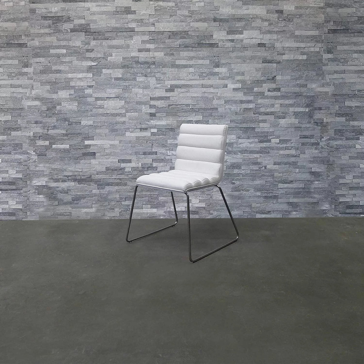 White Polyurethane Fabric Dining Chair with Stainless Steel Frame Z649