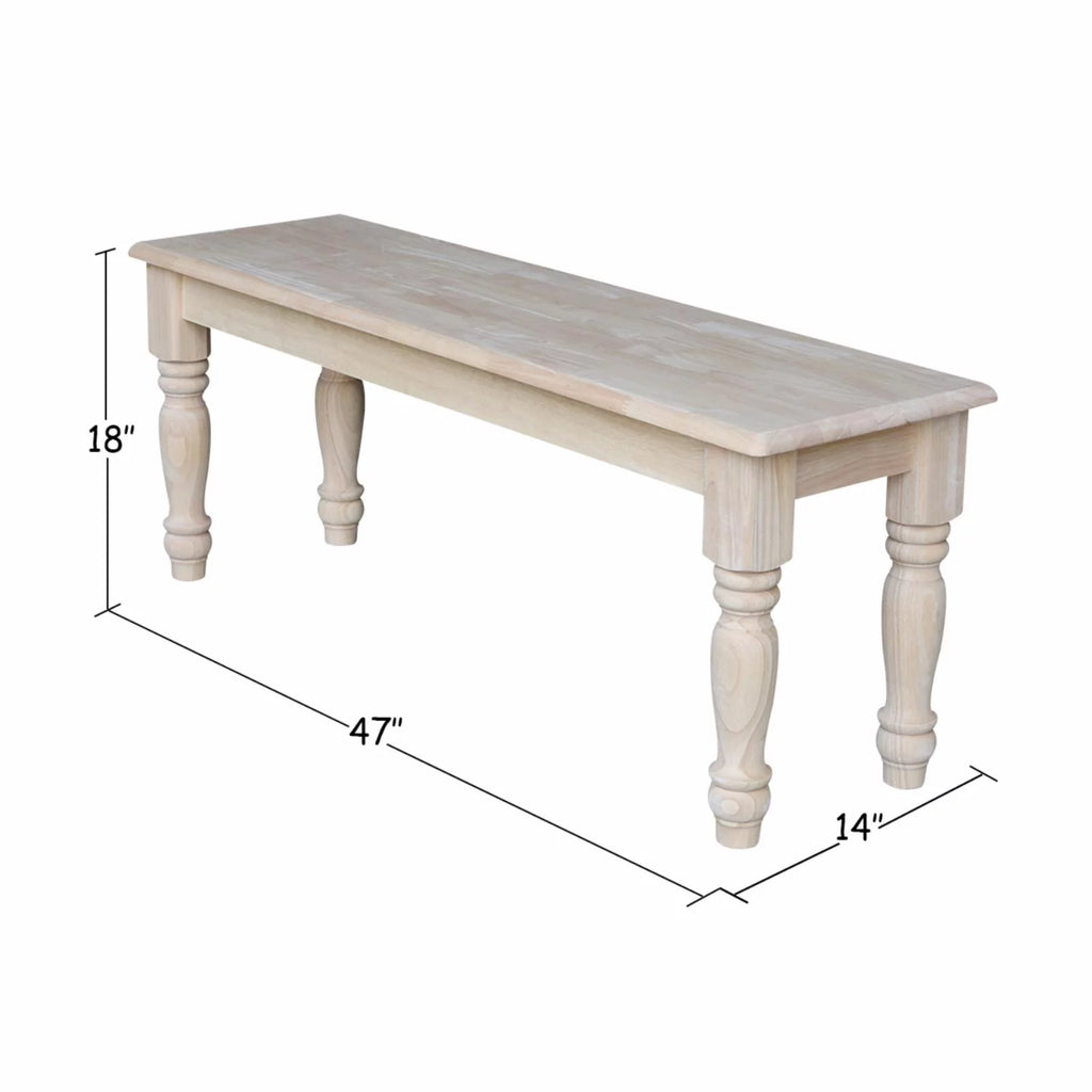 Unfinished Farmhouse Bench N681