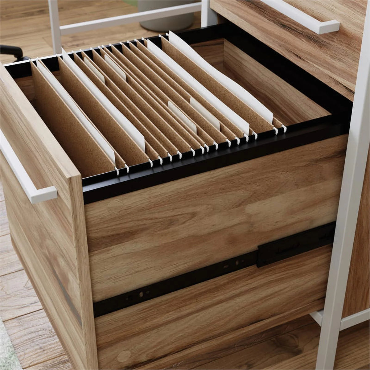 Kiln Acacia Brown Engineered Wood Metal Desk F40484