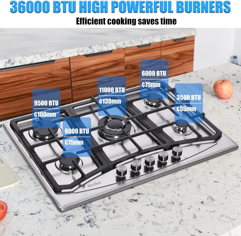 30" 5 Burner Built-in Stainless Steel Gas Cooktop N614823