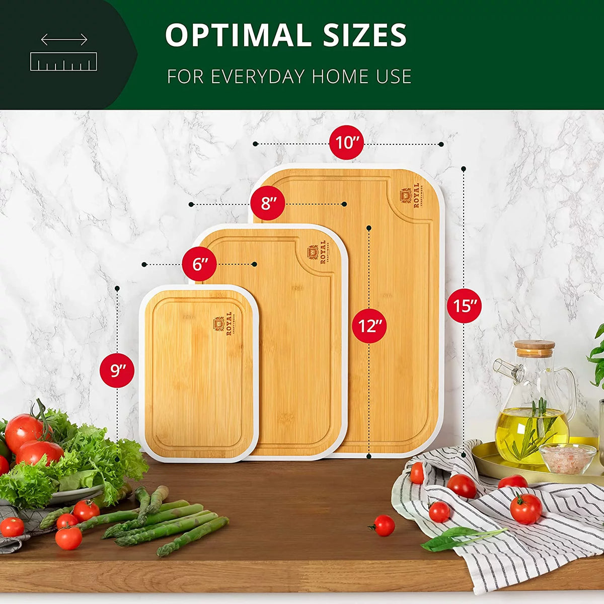 Bamboo Cutting Board with Juice Groove 3-Piece Set X20097